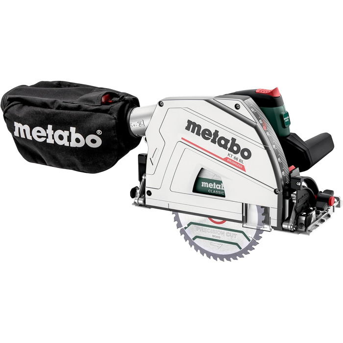 Портативна циркулярна пила Metabo KT 66 BL 1200 Вт, з безщітковим двигуном, з гальмом вибігу, тирсоуловлювачем, пила 601166500