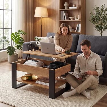 Журнальний столик з регульованою висотою та місцем для зберігання Розкладний стіл для вітальні Журнальний столик з регульованою висотою Розсувні журнальні столики Стіл для вітальні з дуба (чорний дуб)