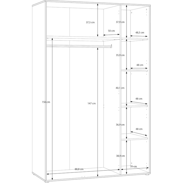 Шафа 120 130, сучасна шафа з рейковим дизайном, 3-дверна, спальня, декор дерева Maulella Oak Kashmir Beige, 128,7 см завширшки x 200,1 см заввишки x 54 см завглибшки