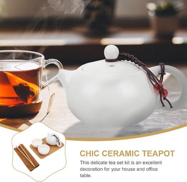 Набір для чаю NUOBESTY з керамічного чайника, портативний дорожній сервіз, термостійкий з ручкою для чаю вдома, в офісі та на відкритому повітрі