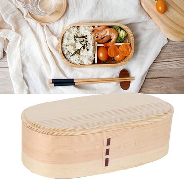 Ланчбокс портативний контейнер, японський стиль, дерев&39яний набір ланчбоксів, двошаровий, з роздільником для учнівських пікніків (1)