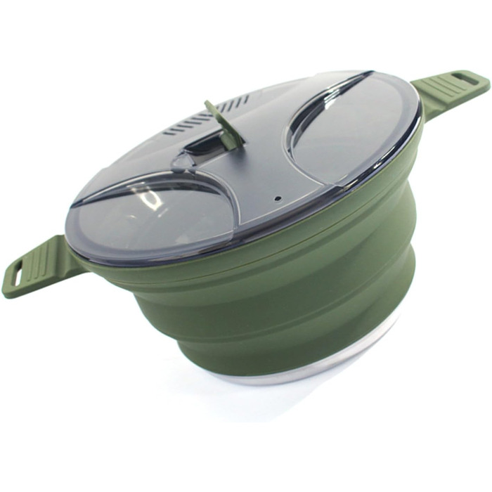 Набір із 2 складних силіконових мисок для приготування їжі, портативний, нержавіючий рюкзачний посуд для поїздок на природу, складний контейнер