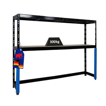 Стелаж для гаража PROREGAL Hercules, компактний, доступний для навантажувача, розміри (ВxШxГ) 180x240x50 см, 2 рівні зберігання, вантажопідйомність полиці 300 кг, чорний, надміцний стелаж, стійка для зберігання