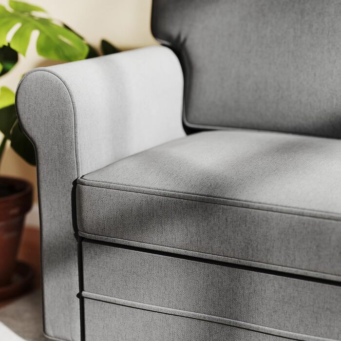 Місний диван HOMCOM з підлокітниками, товсто м&39який двомісний диван, сучасний м&39який диван з S-подібними пружинами, лляний вигляд, дерев&39яні ніжки для спальні та вітальні, 150 x 74 x 86 см, темно-сірий, 2-