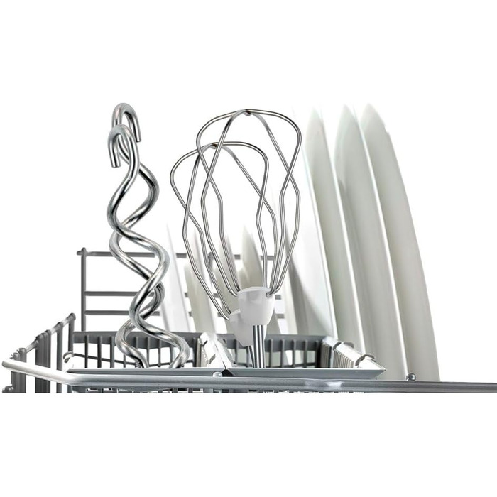 Ручний міксер Bosch MFQ2600W CleverMixx, 375 Вт, чаша з підставкою, 4 швидкості, білий/червоний