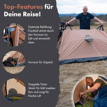 Мотоциклетний намет MALIHINI Намет на 1 особу Ультралегкий та компактний, водонепроникний намет для мотоциклістів та як чохол для мотоцикла Сумісний з усіма мотоциклами Велотуризм та кемпінг, колір хакі