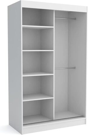 Шафа з дзеркалом шириною 100 см Windsor Tomy I Шафа для спальні з 2 рейками для одягу та полицями для одягу I Шафа Біла Біла - Дзеркало 100 см