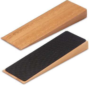 Нековзний дверний обмежувач з 100 бамбука FSC - Набір з 2 дерев'яних дверних клинів - Фіксований підлоговий дверний обмежувач з гу