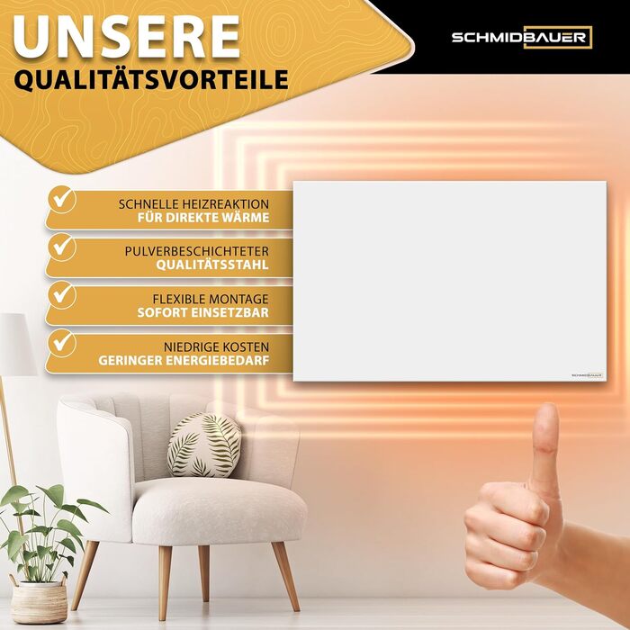 Інфрачервоний обігрівач SCHMIDBAUER - ISP T 700 Вт Обігрівач для білої дошки з можливістю запису Настінний/стельовий кронштейн Інфрачервоний обігрівач