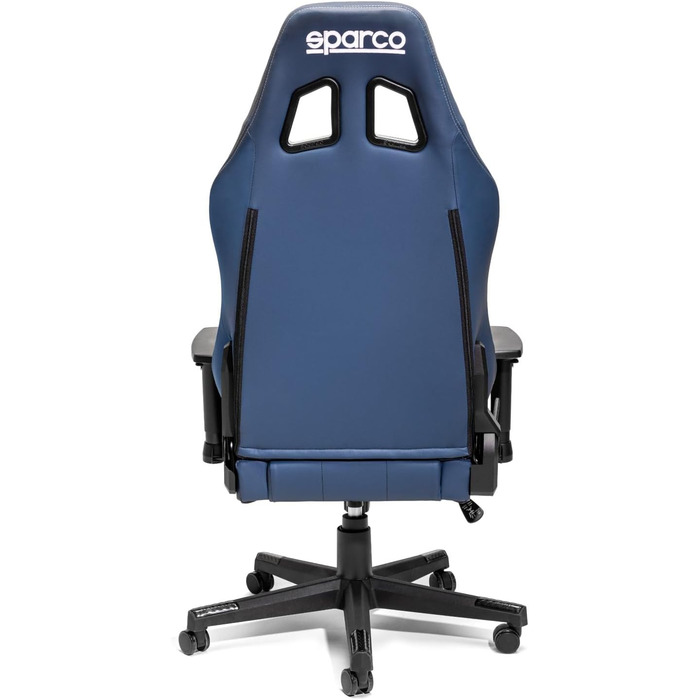 Ігрове крісло Sparco Coach, ергономічне, з поворотною основою та сертифікованим поршнем (темно-синє)