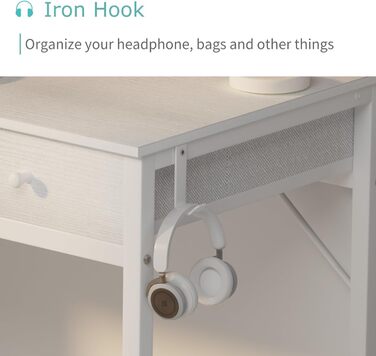 Білий письмовий стіл Lufeiya з 2 шухлядами, невеликий стіл з місцем для зберігання, комп&39ютерний стіл для офісу/домашнього офісу, 80x40x79 см, білий, компактний