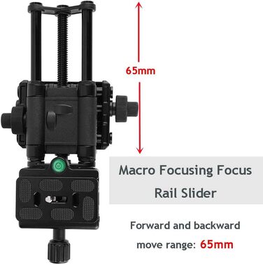 Повзунок Diyeeni Focus Rail, повзунок макрофокусування для панорамної та макрозйомки, макрорейка стабілізатора штатива для UNC1/4, отвір для гвинта 3/8 дюйма, чорний