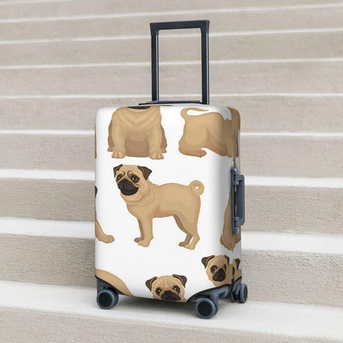 Чохол для валізи Мопс-цуценя, еластичний захист від подряпин, розмір M, чорний, 85 см