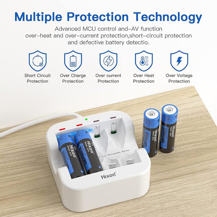 Акумуляторна батарейка Hixon 1,5 В типу АА, акумуляторні батарейки типу АА 1,5 В, високоємні батарейки типу АА ємністю 3500 мВтгод, 8 шт. із швидким зарядним пристроєм Ultra Type-C 2,0 Гц