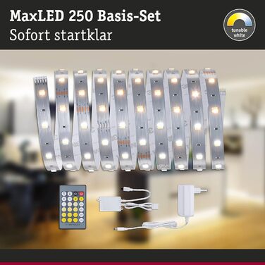 Світлодіодна стрічка MaxLED 250 Базовий набір 3м 11Вт 810лм Регульована біла 24 ВА з можливістю затемнення Смужка пластикова 2700 K, 79860