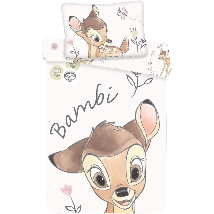 Дитяча постільна білизна Disney Bambi, 100 бавовна, підковдра 100 x 135 см наволочка 40 x 60 см
