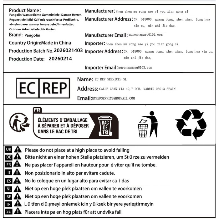 Водонепроникні гумові чоботи Pangolin для жінок та чоловіків, дощовики до середини литки з нековзною підошвою, знімний теплий внутрішній черевик/підкладка, робочі чоботи для садівництва на відкритому повітрі, чорні/червоні, EU 48