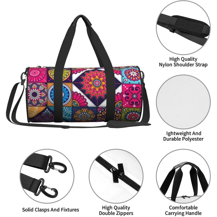 Спортивна дорожня сумка-мішок з візерунком Арабський Індіанець у клітинку, чорна, універсальний розмір, сумка для подорожей та на ніч