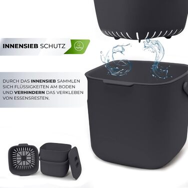 Контейнер для органічних відходів кухонний - 7 л - Компостний контейнер для щоденних органічних відходів - можна мити в посудомийн