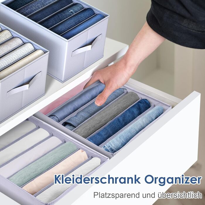 Органайзер для гардеробу, 6 предметів, для штанів, сорочок, спідньої білизни органайзер для шафи, система організації шухляд, органайзер для шухляд, 6 предметів (34*17*12 см - 7 відділень)