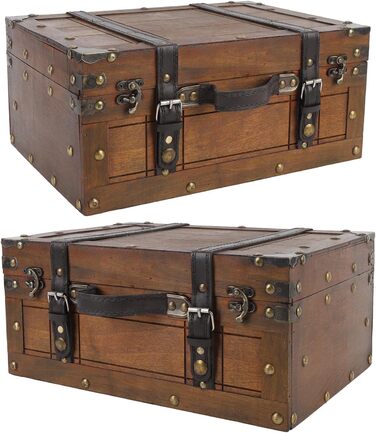 Скриня з кедрового дерева Dioche, портативна дерев&39яна скриня з потертим виглядом, футляр для зберігання одягу, іграшок та реквізиту античне бронзове покриття з ручкою зі штучної шкіри ідеально підходить для домашнього декору та повсякденного використан