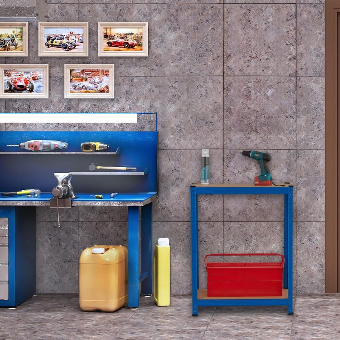 Надміцний стелаж Relaxdays, висота та ширина 180x70x45 см, 500 кг, сталь та МДФ, 5 полиць, модульна полиця для зберігання, підвал, гараж, синій