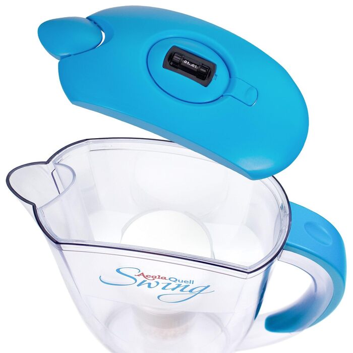 Фільтр для води AcalaQuell Swing світло-блакитний Фільтр для води з активованим вугіллям Найвища продуктивність фільтра - багатошаровий Без BPA та BPB ReNaWa - Технологія Створює смачну, корисну воду
