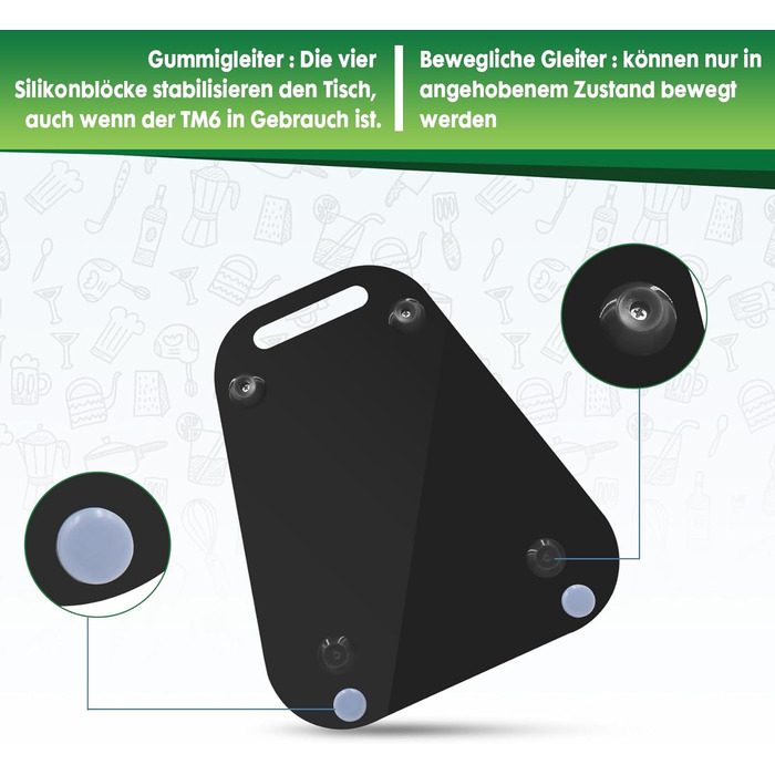 Для розсувної дошки Thermomix TM6, аксесуарів для акрилової розсувної дошки, швидкопереміщеної рухомої дошки для кухонного комбайна Thermomix Vorwerk TM 6 TM5 Аксесуари Pad Board (чорний)