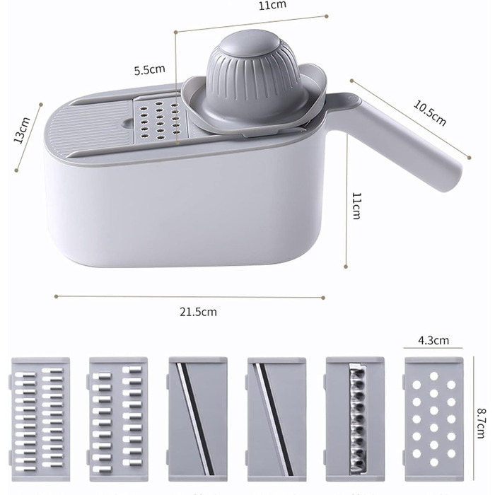Кухонна терка з нержавіючої сталі, овочева нарізка моркви з контейнером, проста у використанні для ефективності, терка для кухні, з нержавіючої сталі, ручна, з контейнером сірого фону з