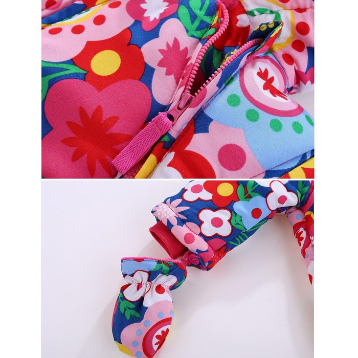 Дитячий зимовий комбінезон з капюшоном, зимовий костюм з рукавичками та пінетками, комплект теплого одягу для дівчаток та хлопчиків, 12-18 місяців () E