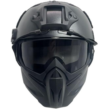 Тактичний шолом Mich зі знімною маскою для обличчя та окулярами для страйкболу, пейнтболу та полювання - ідеально підходить для активного відпочинку, чорні лінзи 2