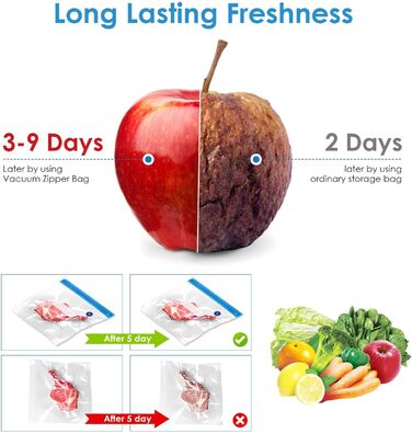 Вакуумних пакетів для їжі з клапанною блискавкою Пакети Sous Vide з вакуумними пакетами Pump 3 розміри 5 ущільнювальних затискачів і 4 затискачі Sous Vide для зберігання продуктів, 15