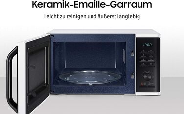 Мікрохвильова піч Samsung MS2AK3515AW/EG, 800 Вт, робоче місце 23 л, ширина 48,9 см, швидке розморожування, 29 автоматичних програм, біла одинарна