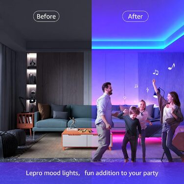 Світлодіодна стрічка Lepro 6M, RGB світлодіодна стрічка самоклеюча 5050 SMD, світлодіодна стрічка 24 В постійного струму, світлодіодна стрічка IP20, світлодіодна стрічка з регулюванням яскравості за допомогою блоку живлення Контролер дистанційного керуван