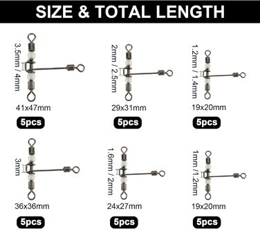 Сторонні вертлюги для риболовлі Heavy Duty Cross Line 6 розміру з нержавіючої сталі, 3-сторонні вертлюги, рибальські снасті, Т-подібний вертлюг із намистинами, 30 шт., 3-
