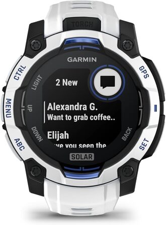 Розумний годинник Garmin Instinct 3 GPS 45 мм, сонячний, білий камінь, чорний/блакитний, 45 мм SOLAR