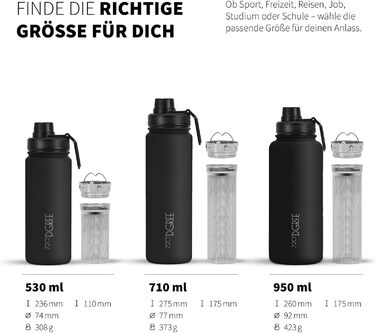 Термос для води 720DGREE з нержавіючої сталі 950 мл noLimit фруктовий інфузер - герметичний, підходить для газованих напоїв, без BPA - ізольований пляшка з кришкою, що закручується, для спорту, активного відпочинку, фітнесу спортивна кришка 950 мл 01 Онік