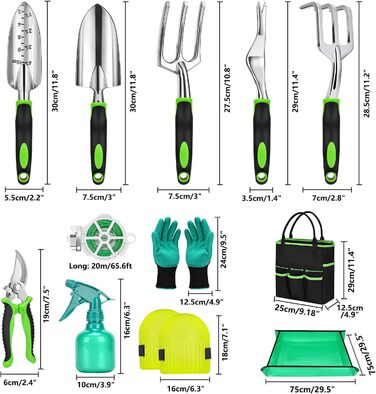Набір садових інструментів Gartenwerkzeug, 12 предметів міцний комплект для саду з довговічною садовою лопатою, килимком для пересадки рослин, сумкою для зберігання ідеальний подарунок для жінок, чоловіків та любителів садівництва