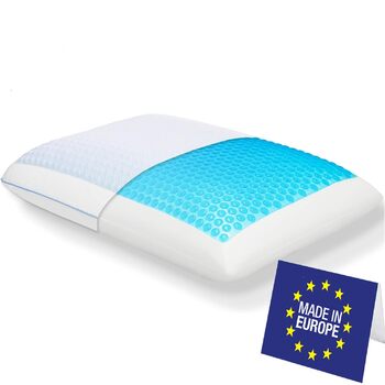 Подушка SLEEP COMFY преміум-класу з гелевої піни з ефектом пам&39яті ортопедична підтримка шиї, сертифікована Oeko-Tex, технологія охолоджувального гелю для всіх положень сну (комфорт влітку та взимку) з ефектом пам&39яті 60x40x13