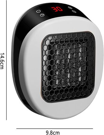 Настінний обігрівач для домашнього використання з пультом дистанційного керування, міні-керамічний вентилятор-обігрівач, 600 Вт, 15-32 , таймер 1-12 годин, система термостата, тихий нагрів з низьким рівнем шуму (білий)