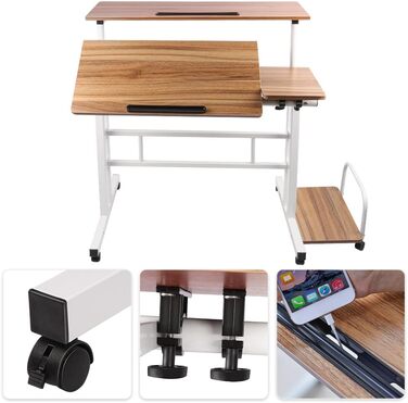 Комп&39ютерний стіл homewell, регульований, стіл для сидіння та стояння, з комп&39ютерною поверхнею, ПК, ігровий стіл, для навчання, гри, роботи, спальні, водонепроникний (80 22 x 60 x 67 115 см) дуб (з консольною поверхнею) L (80 22)*60*67-115 см