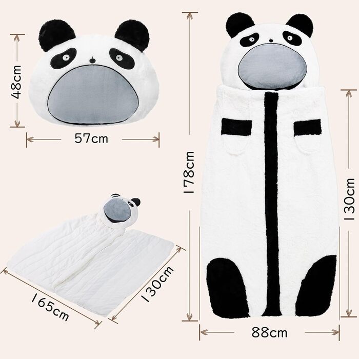 Дитячий спальний мішок 178 x 88 см, складний, дитячий спальний мішок з подушкою та блискавкою, м&39який теплий, багатофункціональний, ковдра для дитячого садка, спальний мішок чорно-білий