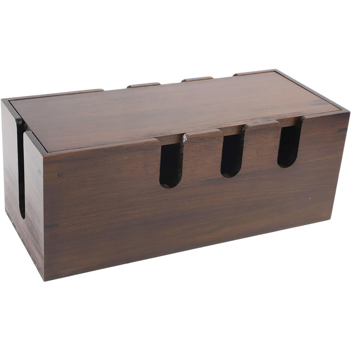 Дерев&39яна коробка для зберігання кабелів з відкритою конструкцією для організації проводів, телевізійних приставок та невеликих електронних пристроїв вдома або в офісі (темно-коричнева)