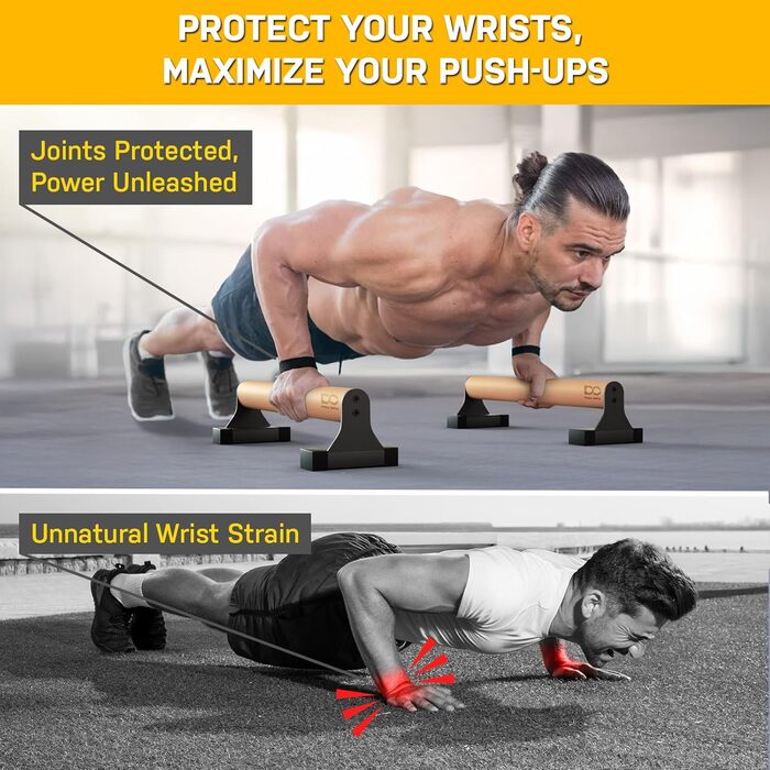 Ручки для віджимань Double Circle Parallettes з дерев&39яними ручками - Спорядження для калістеніки - Нековзні перекладини для калістеніки з ручками - Бруси для віджимань, ручки для віджимань, ручки для стійки на руках