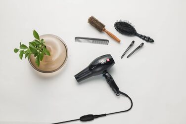 Іонний фен з технологією ionicPRO професійне сушіння та укладка обертовий на 360 кабель у комплекті насадка-концентратор чорний, 360 ionicPRO 440