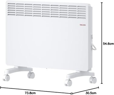 Електричний обігрівач STIEBEL ELTRON, окремостоячий, площею приблизно 25 м, сертифікований TV, конвекторний обігрівач з простим керуванням, 2 кВт, енергозберігаючий, на колесах, 204450, алюмінієва передня панель та таймер на 120 хвилин