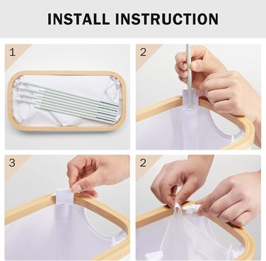 Кошик для білизни з кришкою 48 л Кошик для білизни вузький з мішком для білизни складаний сортувальник для білизни дерев'яний бамб