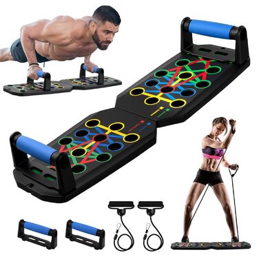 Дошка для віджимань 24-в-1 з ручками для віджимань, 2 натяжні мотузки, 20 клейких подушечок, сумка, паралелети, вантажопідйомність 150 кг, домашнє фітнес-обладнання