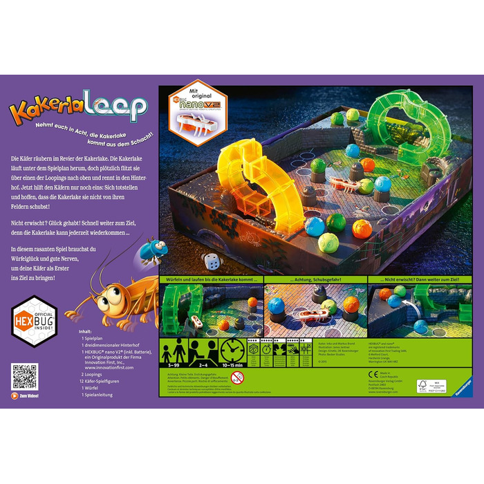 Дитяча гра з електронним тарганом для дітей та дорослих, сімейна гра для 2-4 гравців, дитяча гра від 5 років - Подарунки на день народження 21123 - Kakerlaloop Single, 21123 -