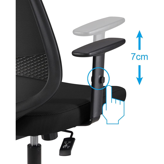 Ергономічне офісне крісло Storeo Basics, стілець для роботи з регульованими підлокітниками, поперекова підтримка, крісло керівника з сітчастої тканини, захисне для спини, легке складання, 63,5 x 58,4 x 91,4 см, чорний, без підголівника